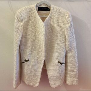 Zara Women's Ivory Tweed Blazer